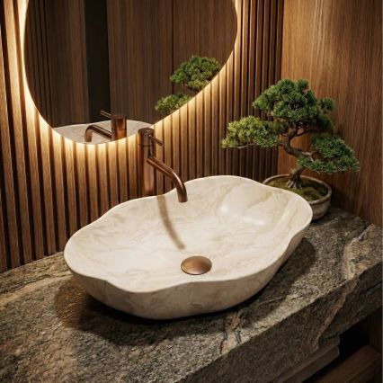 REA-U0619 - Νιπτήρας για πάγκο PEARL 38x50,5 cm κεραμικός/μπεζ