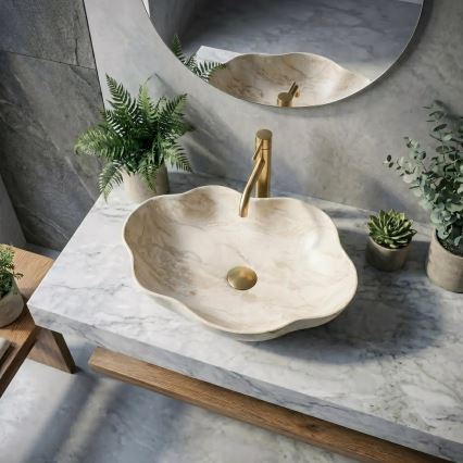 REA-U0619 - Νιπτήρας για πάγκο PEARL 38x50,5 cm κεραμικός/μπεζ