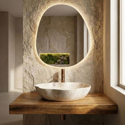 REA-U0619 - Νιπτήρας για πάγκο PEARL 38x50,5 cm κεραμικός/μπεζ