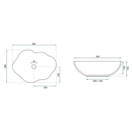 REA-U0619 - Νιπτήρας για πάγκο PEARL 38x50,5 cm κεραμικός/μπεζ