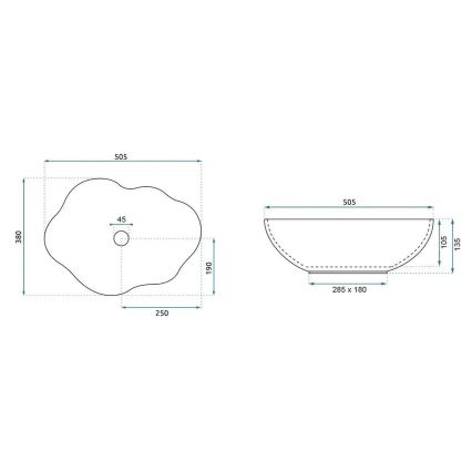 REA-U0620 - Επιτραπέζιος νιπτήρας PEARL 38x50,5 εκ. κεραμικός/γκρι/μπεζ/απομίμηση πέτρας