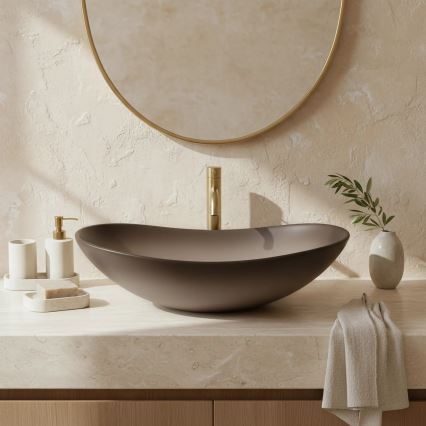 REA-U0626 - Νιπτήρας για πάγκο ROYAL 36x62 cm κεραμικός/καφέ