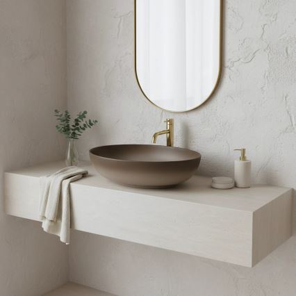 REA-U0627 - Επιτραπέζιος νιπτήρας CAROLA 39x51,5 cm κεραμικός/καφέ