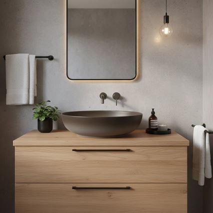 REA-U0627 - Επιτραπέζιος νιπτήρας CAROLA 39x51,5 cm κεραμικός/καφέ