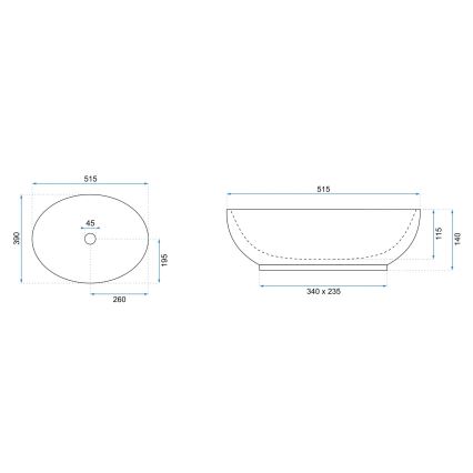 REA-U0627 - Επιτραπέζιος νιπτήρας CAROLA 39x51,5 cm κεραμικός/καφέ