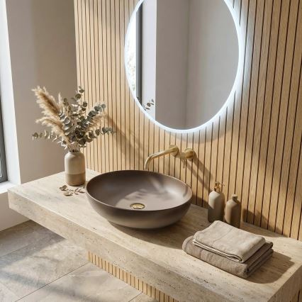 REA-U0627 - Νιπτήρας για πάγκο CAROLA 39x51,5 εκ. κεραμικός/μπεζ/καφέ