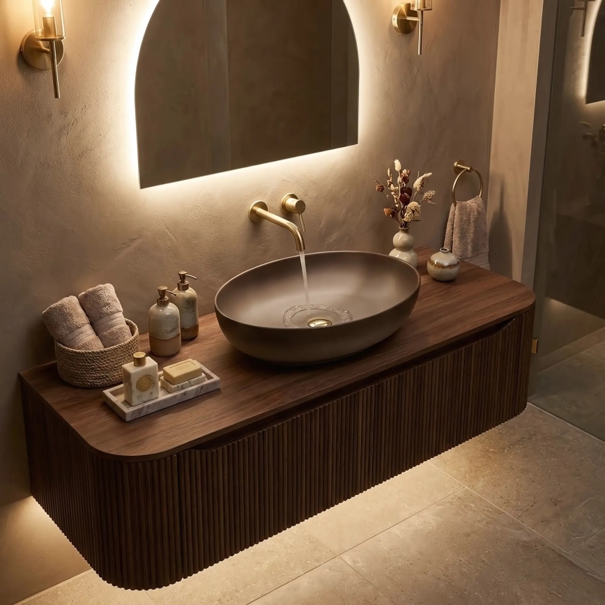 REA-U0627 - Νιπτήρας για πάγκο CAROLA 39x51,5 εκ. κεραμικός/μπεζ/καφέ