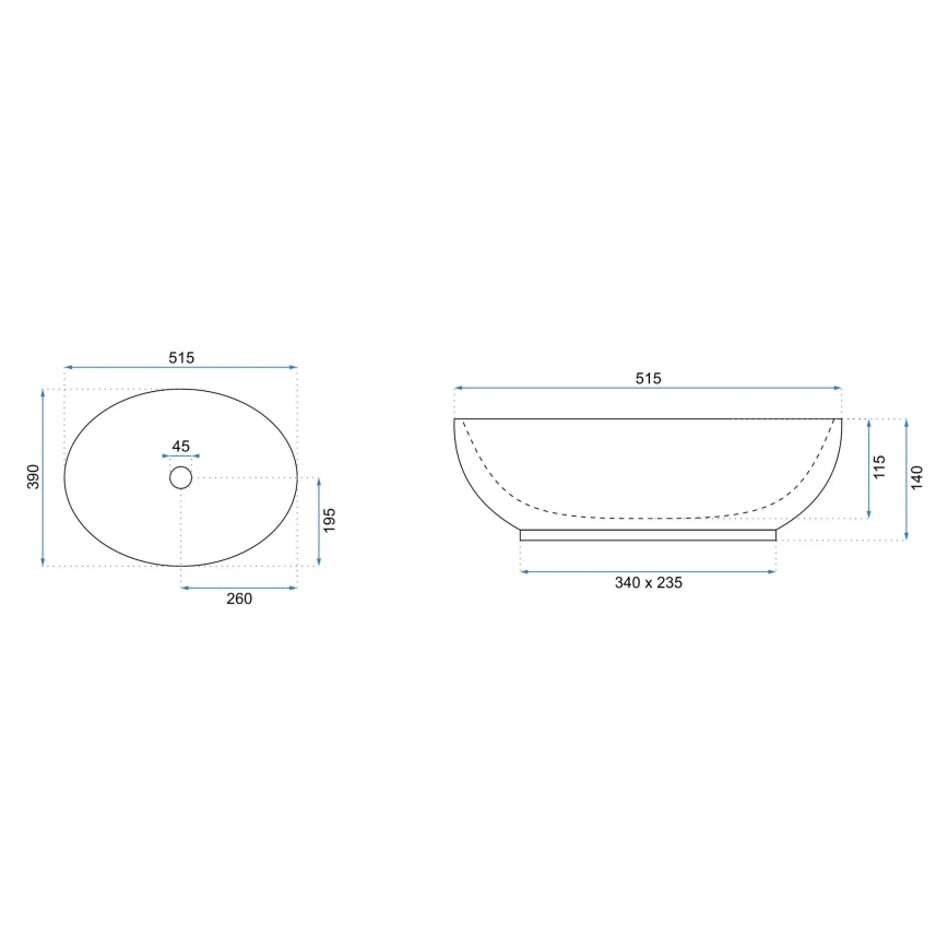 REA-U0627 - Νιπτήρας για πάγκο CAROLA 39x51,5 εκ. κεραμικός/μπεζ/καφέ