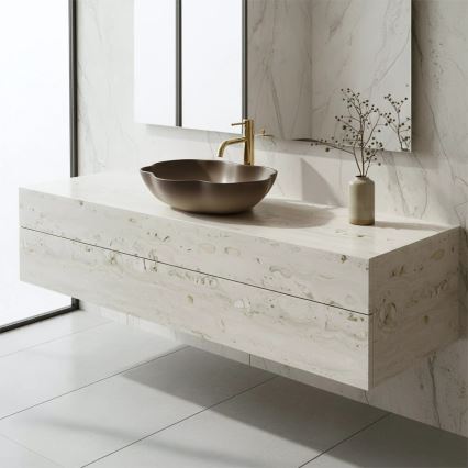 REA-U0629 - Επιτραπέζιος νιπτήρας PEARL 38x50,5 cm κεραμικός/καφέ