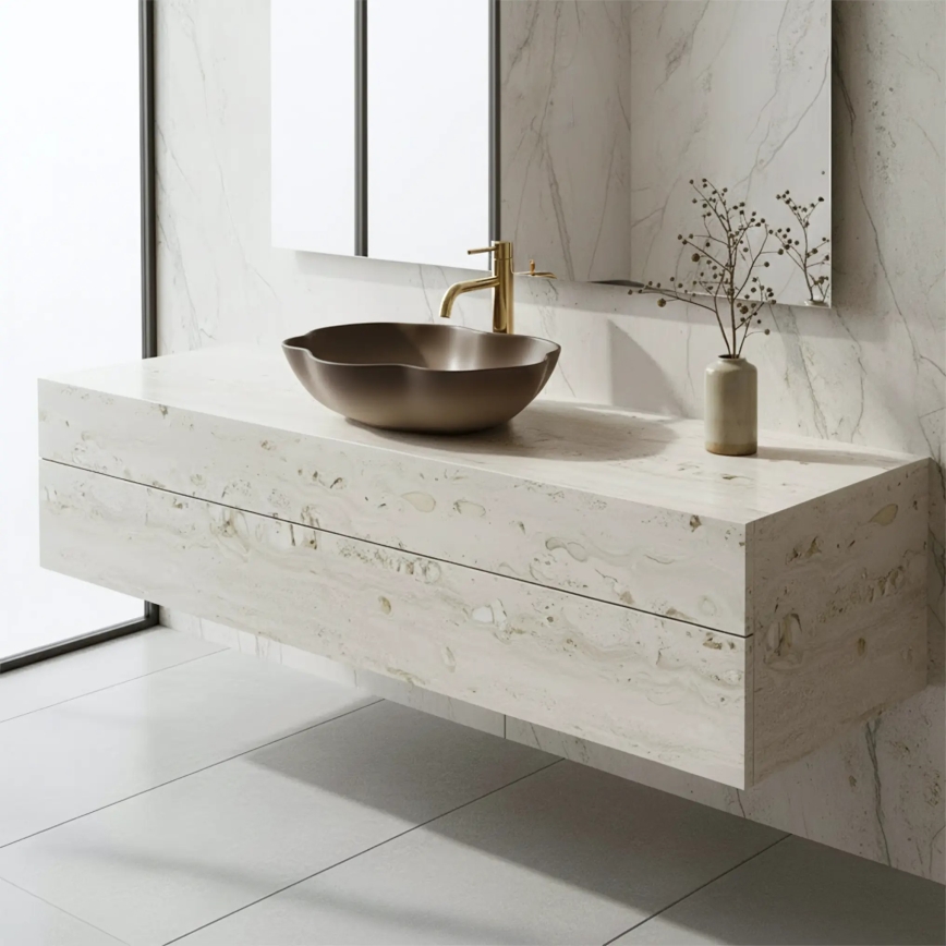 REA-U0629 - Επιτραπέζιος νιπτήρας PEARL 38x50,5 cm κεραμικός/καφέ