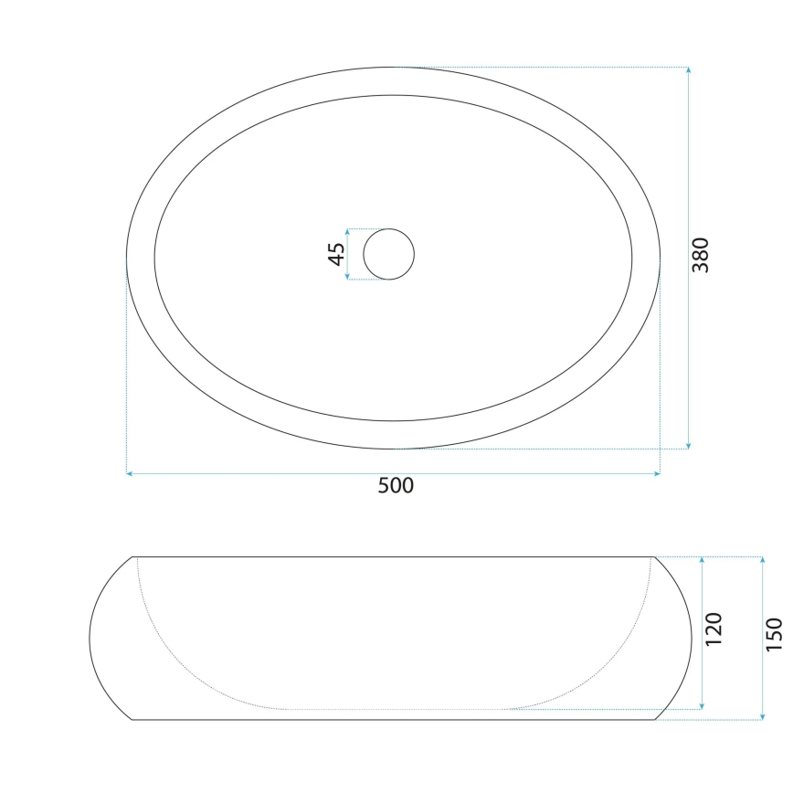 REA-U0633 - Επιτραπέζιος νιπτήρας MIKA GABRO 38x50 cm γκρι/απομίμηση πέτρας