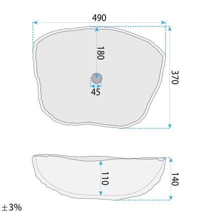 REA-U0642 - Νιπτήρας επιτραπέζιος ISLA 37x49 εκ. λευκό/μπεζ/απομίμηση πέτρας