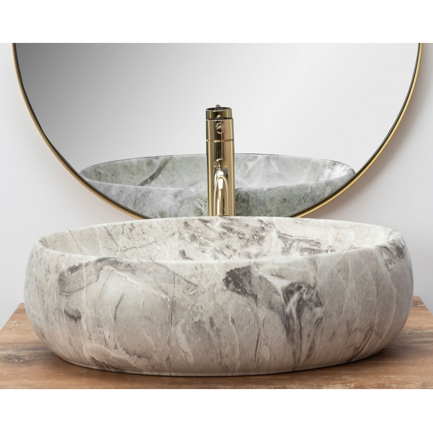 REA-U1020 - Επιτραπέζιος νιπτήρας LINDA 34x48,5 cm κεραμικό/απομίμηση πέτρας