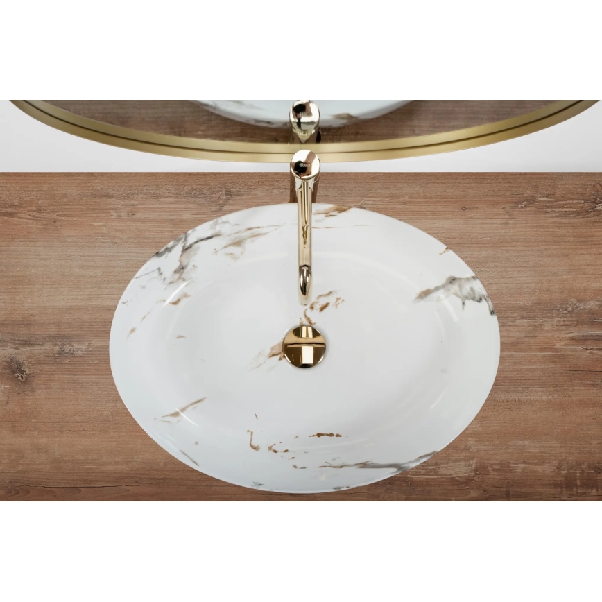 REA-U1232 - Επιτραπέζιος νιπτήρας QUEEN 41,5x55 cm κεραμικός/απομίμηση πέτρας