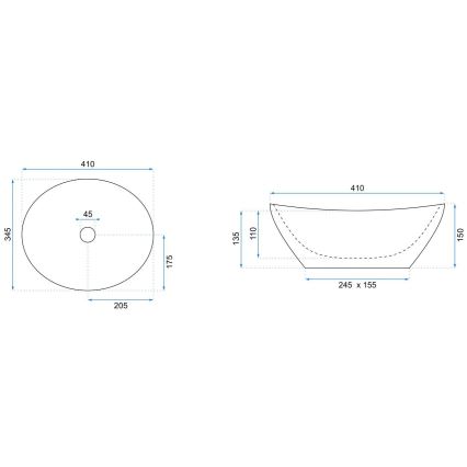 REA-U3287 - Νιπτήρας για πάγκο SOFIA 34,5x41 cm κεραμικός/γυαλιστερό λευκό/χρυσό