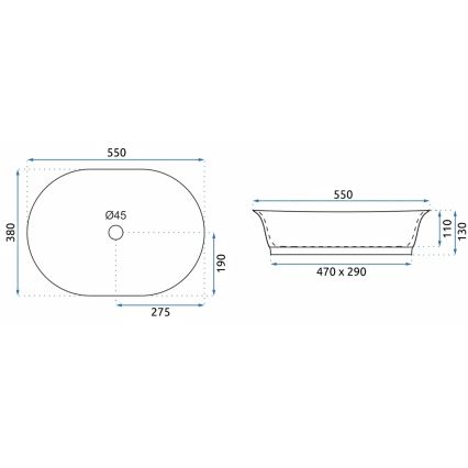 REA-U3305 - Επιτραπέζιος νιπτήρας WILMA RUSTIC 38x55 εκ. κεραμικός/χάλκινος