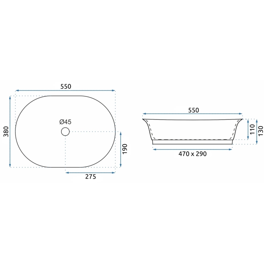 REA-U3305 - Επιτραπέζιος νιπτήρας WILMA RUSTIC 38x55 εκ. κεραμικός/χάλκινος