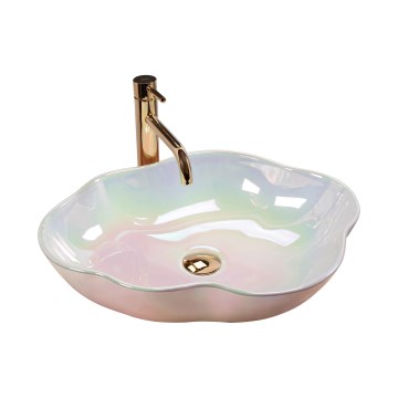 REA-U3309 - Επιτραπέζιος νιπτήρας PEARL 38x50,5 cm κεραμικός/πολύχρωμος