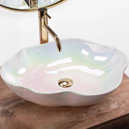 REA-U3309 - Επιτραπέζιος νιπτήρας PEARL 38x50,5 cm κεραμικός/πολύχρωμος