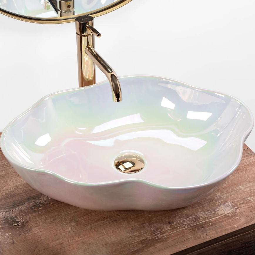 REA-U3309 - Επιτραπέζιος νιπτήρας PEARL 38x50,5 cm κεραμικός/πολύχρωμος