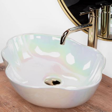 REA-U3309 - Επιτραπέζιος νιπτήρας PEARL 38x50,5 cm κεραμικός/πολύχρωμος
