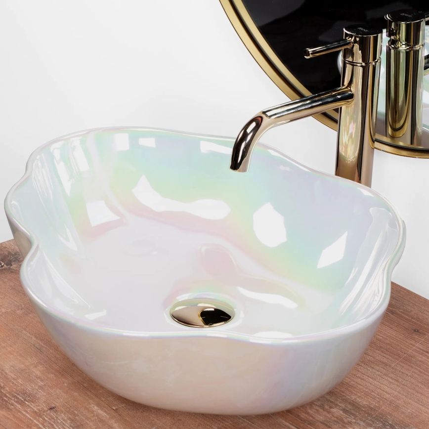 REA-U3309 - Επιτραπέζιος νιπτήρας PEARL 38x50,5 cm κεραμικός/πολύχρωμος