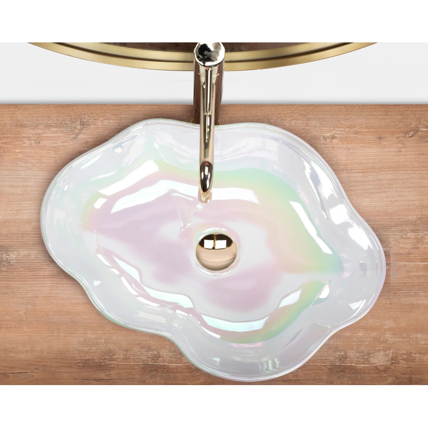 REA-U3309 - Επιτραπέζιος νιπτήρας PEARL 38x50,5 cm κεραμικός/πολύχρωμος