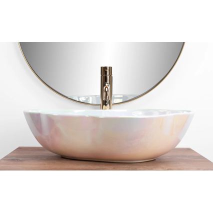 REA-U3309 - Επιτραπέζιος νιπτήρας PEARL 38x50,5 cm κεραμικός/πολύχρωμος