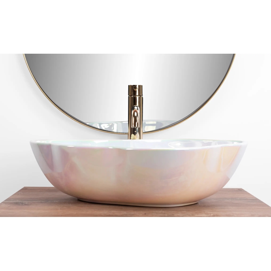 REA-U3309 - Επιτραπέζιος νιπτήρας PEARL 38x50,5 cm κεραμικός/πολύχρωμος