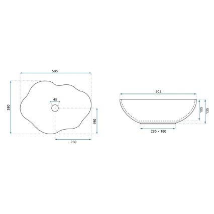 REA-U3309 - Επιτραπέζιος νιπτήρας PEARL 38x50,5 cm κεραμικός/πολύχρωμος