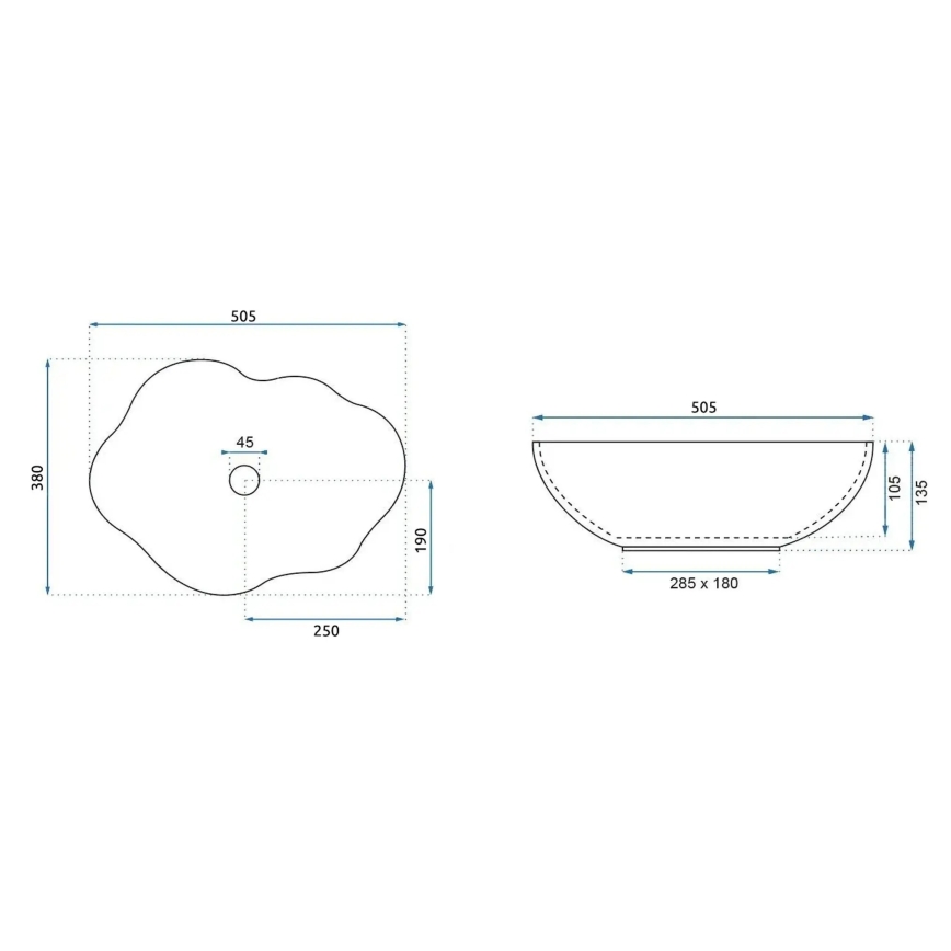 REA-U3309 - Επιτραπέζιος νιπτήρας PEARL 38x50,5 cm κεραμικός/πολύχρωμος