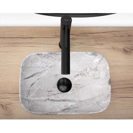 REA-U3321 - Επικαθήμενος νιπτήρας BELINDA MINI 25x36 cm κεραμικός/γκρι/απομίμηση πέτρας