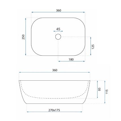 REA-U3321 - Επικαθήμενος νιπτήρας BELINDA MINI 25x36 cm κεραμικός/γκρι/απομίμηση πέτρας