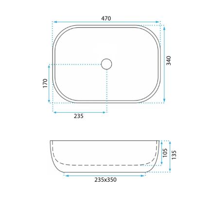 REA-U3323 - Επιτραπέζιος νιπτήρας BELINDA 33,5x46,5 cm κεραμικός/απομίμηση πέτρας