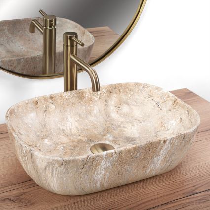 REA-U3323 - Επιτραπέζιος νιπτήρας BELINDA 33,5x46,5 cm κεραμικός/απομίμηση πέτρας