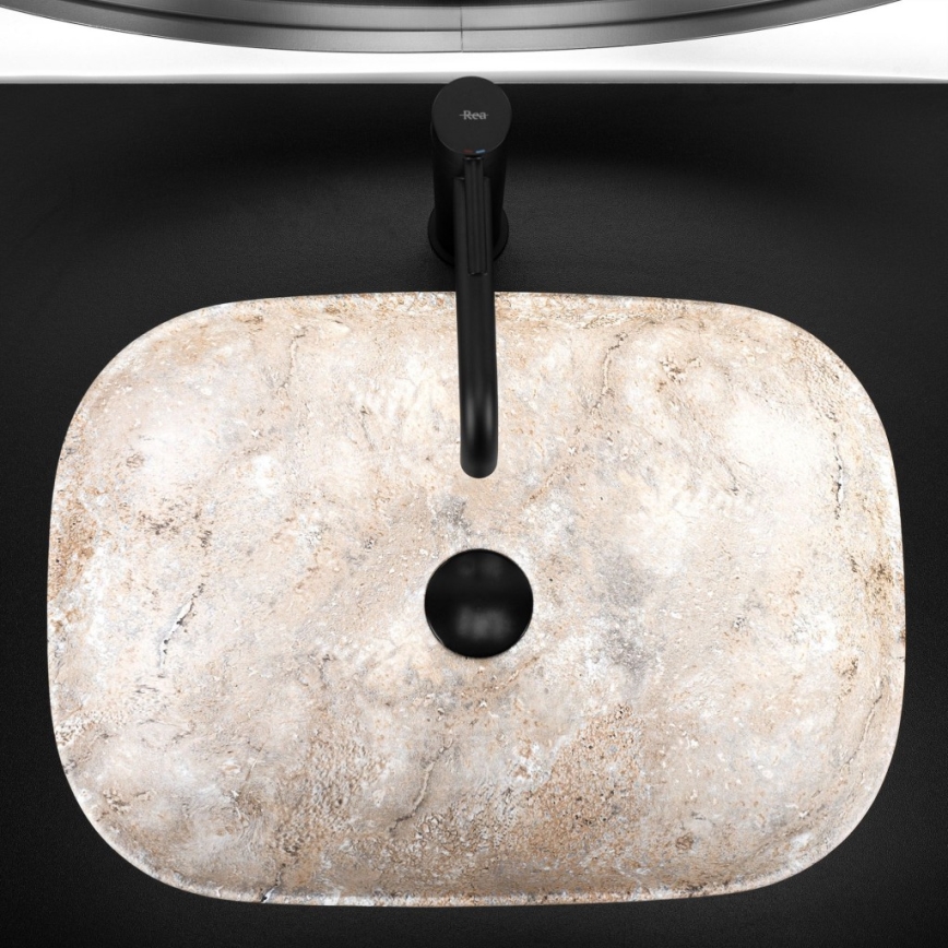 REA-U3323 - Επιτραπέζιος νιπτήρας BELINDA 33,5x46,5 cm κεραμικός/απομίμηση πέτρας