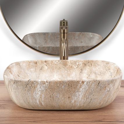 REA-U3323 - Επιτραπέζιος νιπτήρας BELINDA 33,5x46,5 cm κεραμικός/απομίμηση πέτρας