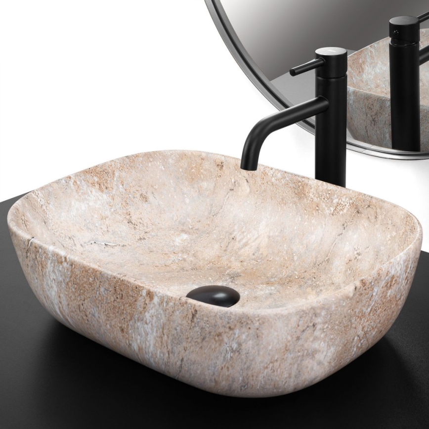 REA-U3323 - Επιτραπέζιος νιπτήρας BELINDA 33,5x46,5 cm κεραμικός/απομίμηση πέτρας