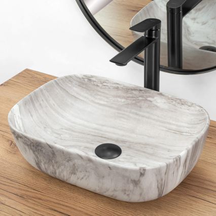 REA-U3324 - Επιτραπέζιος νιπτήρας BELINDA 33x46 cm κεραμικός/γκρι/απομίμηση πέτρας
