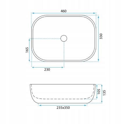 REA-U3324 - Επιτραπέζιος νιπτήρας BELINDA 33x46 cm κεραμικός/γκρι/απομίμηση πέτρας
