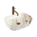 REA-U3601 - Επιτραπέζιος νιπτήρας BELINDA 33x46,5 cm κεραμικός/μπεζ/απομίμηση πέτρας