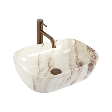 REA-U3601 - Επιτραπέζιος νιπτήρας BELINDA 33x46,5 cm κεραμικός/μπεζ/απομίμηση πέτρας