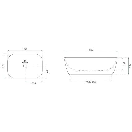 REA-U3601 - Επιτραπέζιος νιπτήρας BELINDA 33x46,5 cm κεραμικός/μπεζ/απομίμηση πέτρας