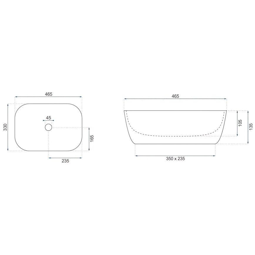 REA-U3601 - Επιτραπέζιος νιπτήρας BELINDA 33x46,5 cm κεραμικός/μπεζ/απομίμηση πέτρας