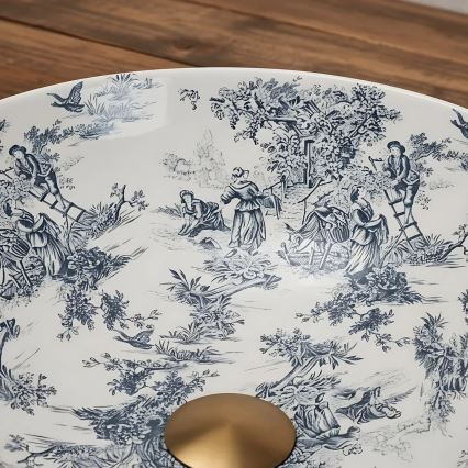 REA-U3608 - Επιτραπέζιος νιπτήρας JULIANA 40 cm κεραμικός/λευκό/μπλε