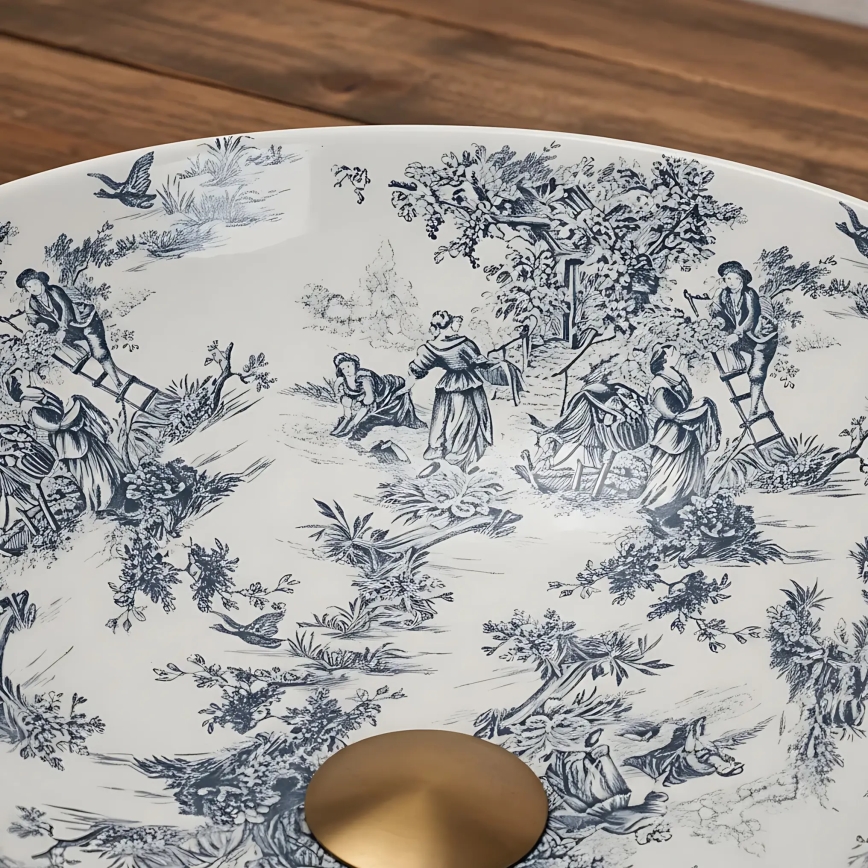 REA-U3608 - Επιτραπέζιος νιπτήρας JULIANA 40 cm κεραμικός/λευκό/μπλε