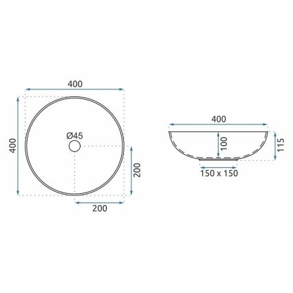 REA-U3608 - Επιτραπέζιος νιπτήρας JULIANA 40 cm κεραμικός/λευκό/μπλε