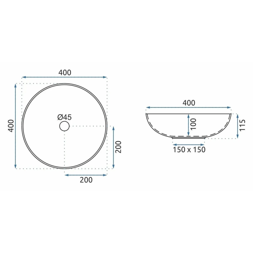 REA-U3608 - Επιτραπέζιος νιπτήρας JULIANA 40 cm κεραμικός/λευκό/μπλε