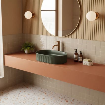 REA-U3611 - Επιτραπέζιος νιπτήρας VANDA 31x49 cm κεραμικός/σκούρο πράσινο