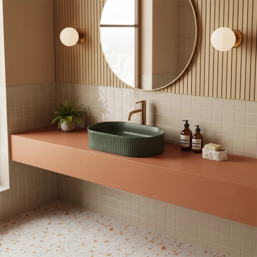 REA-U3611 - Επιτραπέζιος νιπτήρας VANDA 31x49 cm κεραμικός/σκούρο πράσινο